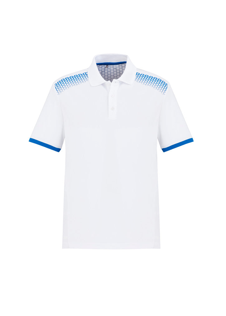 Biz Collection Mens Galaxy Short Sleeve Polo - White/Royal