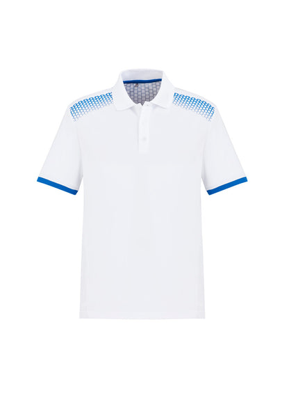 Biz Collection Mens Galaxy Short Sleeve Polo - White/Royal