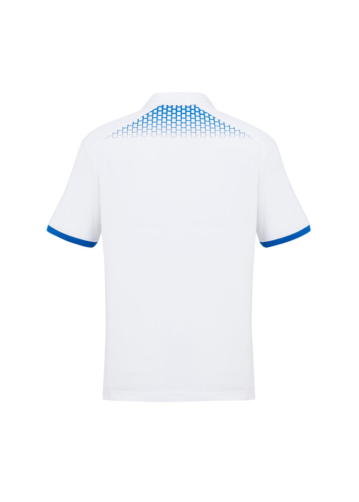 Biz Collection Mens Galaxy Short Sleeve Polo - White/Royal