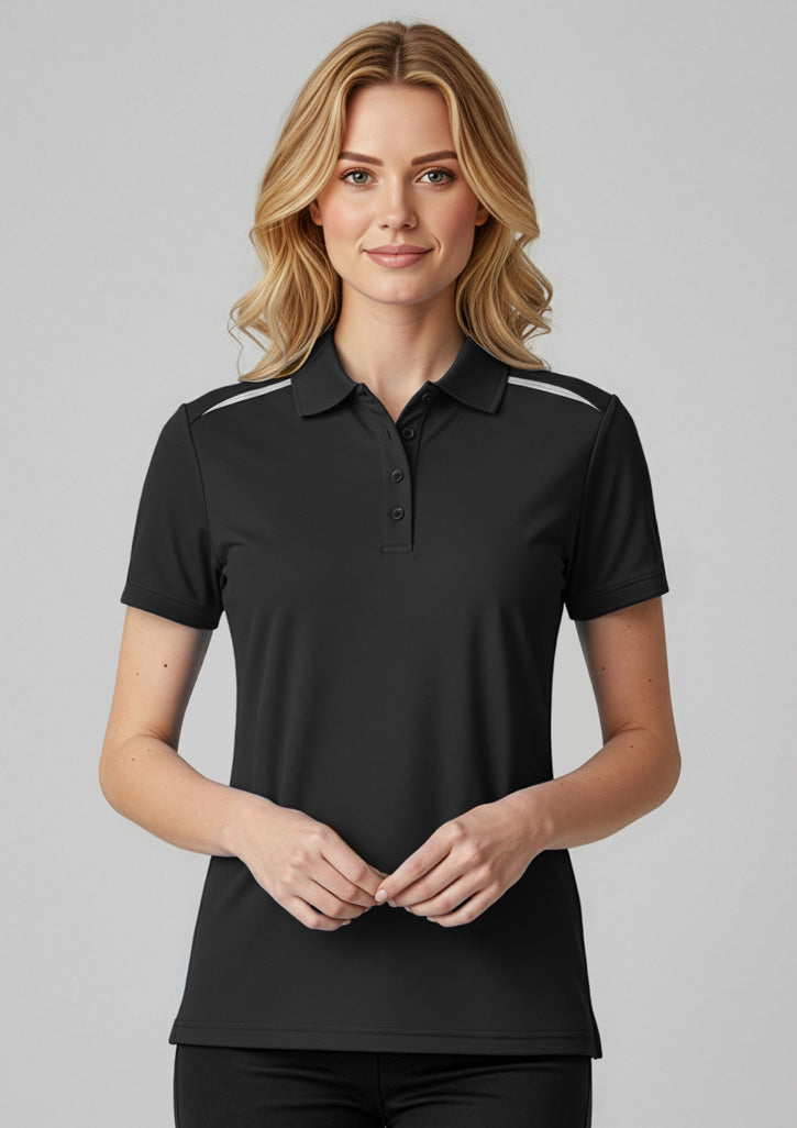 Biz Collection Womens Sonar Short Sleeve Polo - Black/White