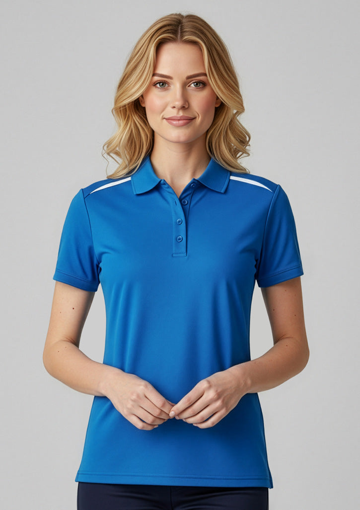 Biz Collection Womens Sonar Short Sleeve Polo - Royal/White