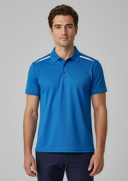 Biz Collection Mens Sonar Short Sleeve Polo - Royal/White