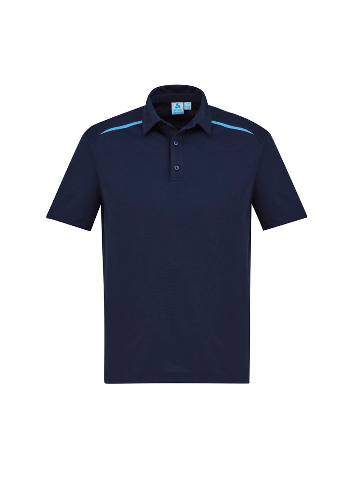 Biz Collection Mens Sonar Short Sleeve Polo - Navy/Sky