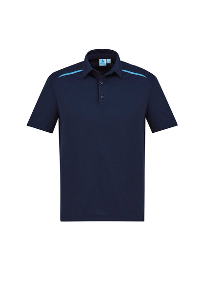 Biz Collection Mens Sonar Short Sleeve Polo - Navy/Sky