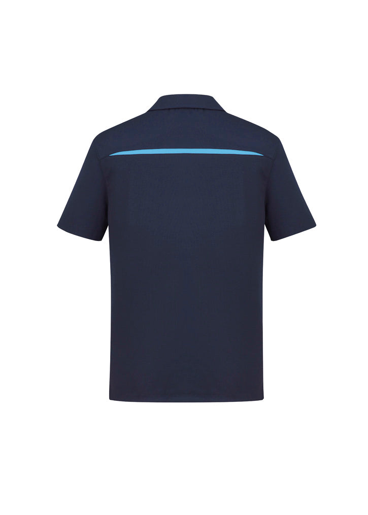 Biz Collection Mens Sonar Short Sleeve Polo - Navy/Sky
