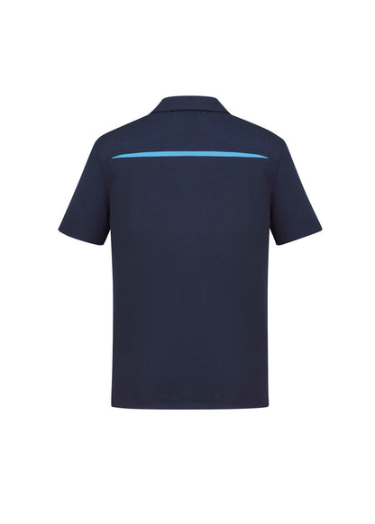 Biz Collection Mens Sonar Short Sleeve Polo - Navy/Sky