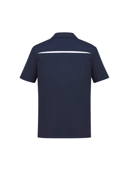 Biz Collection Mens Sonar Short Sleeve Polo - Navy/White