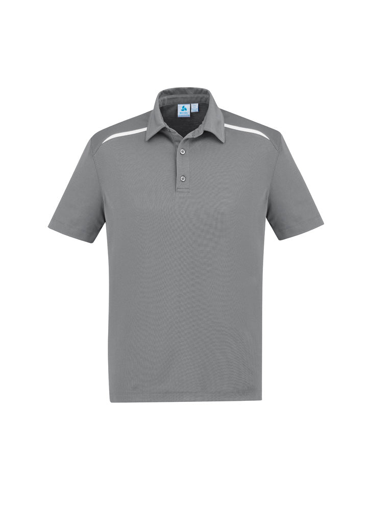 Biz Collection Mens Sonar Short Sleeve Polo - Silver/White