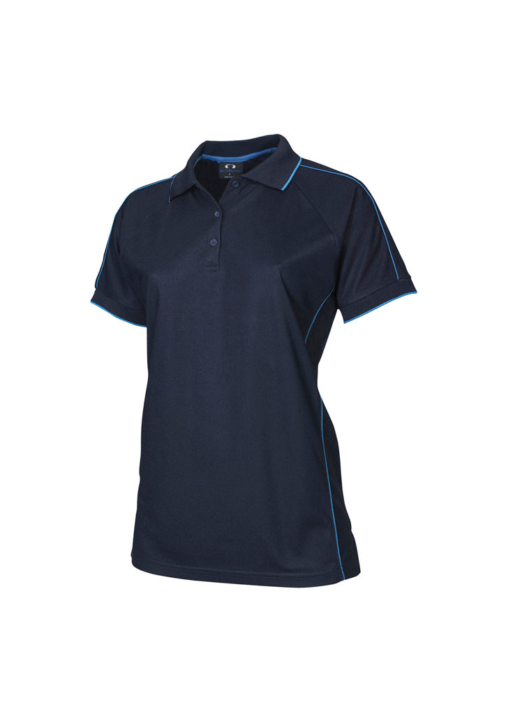 Biz Collection Womens Resort Short Sleeve Polo - Navy/Mid Blue