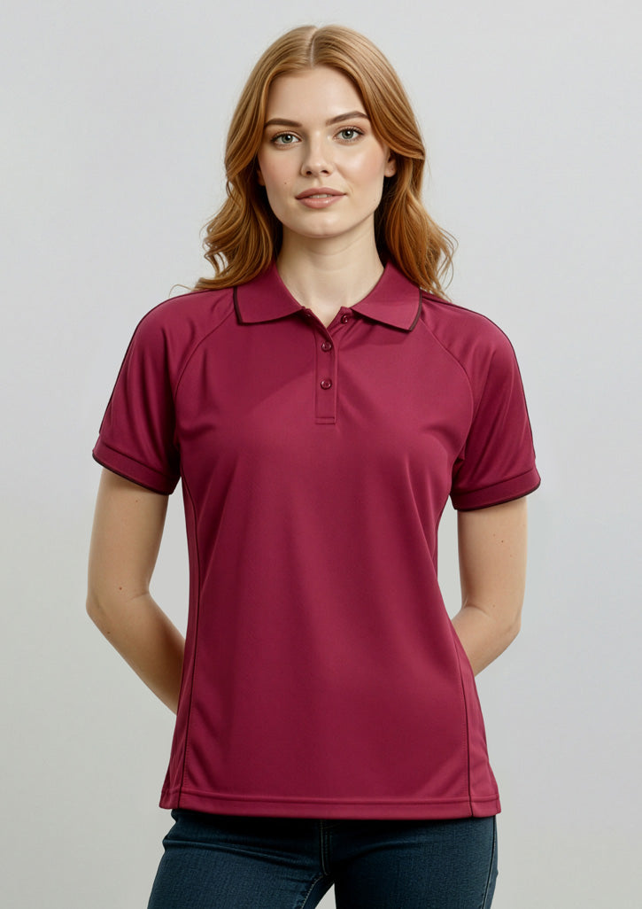 Biz Collection Womens Resort Short Sleeve Polo - Cherry/Maroon