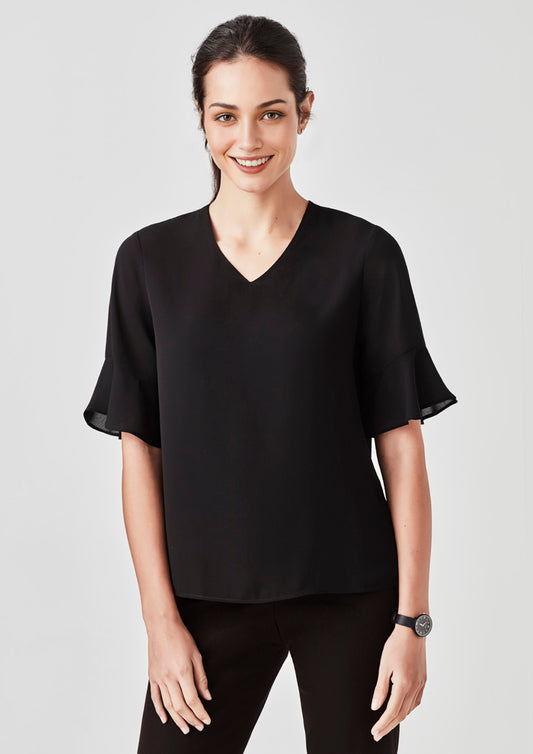 Womens Aria Fluted Sleeve Blouse RB966LS