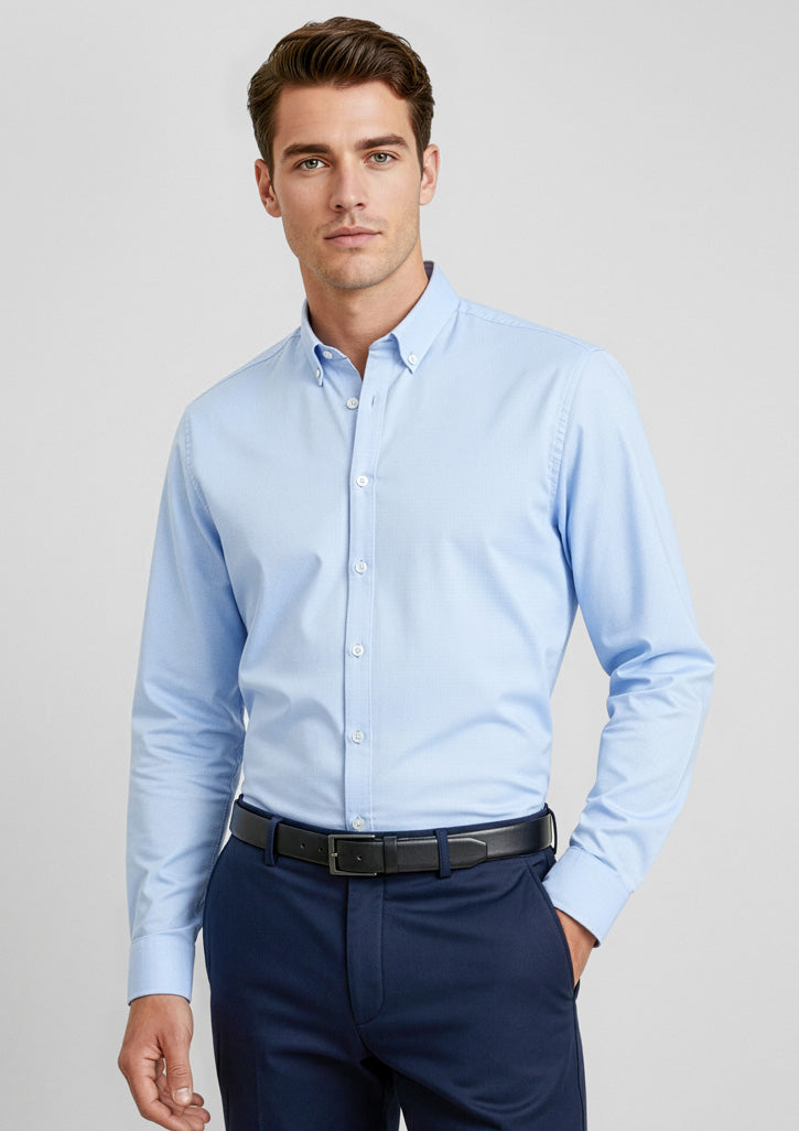 Biz Collection Mens Camden Long Sleeve Shirt - Blue