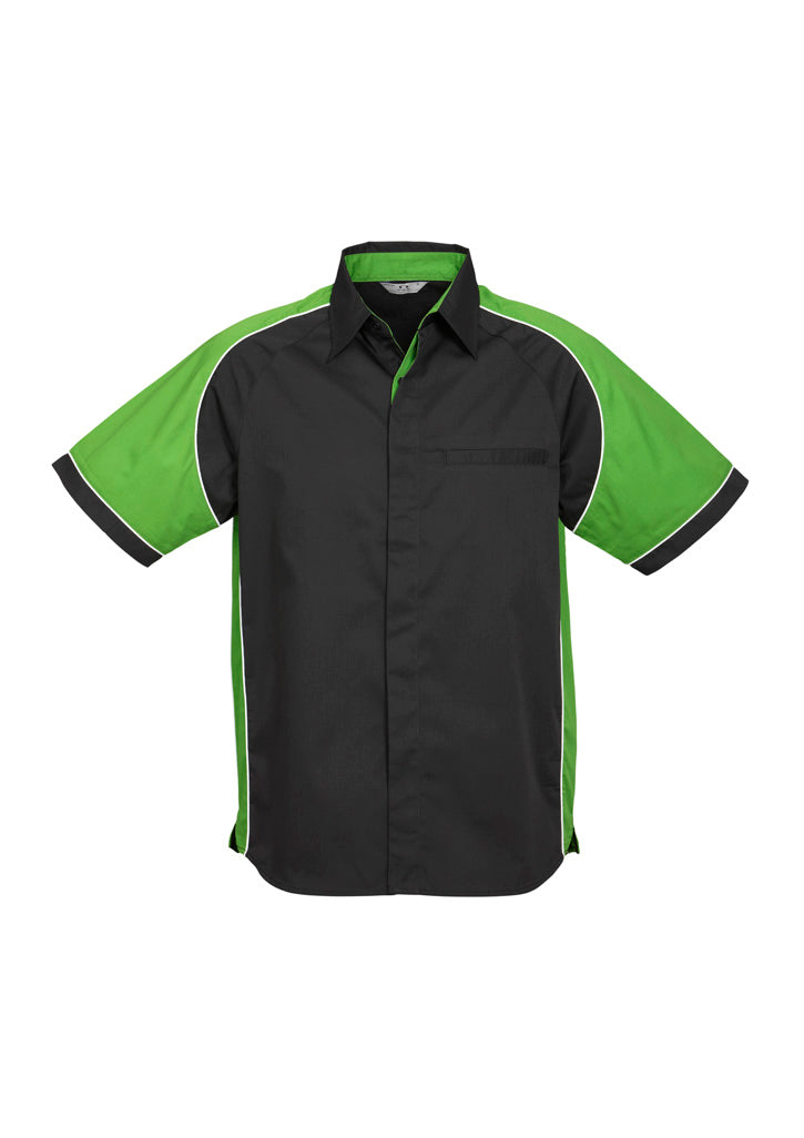 Biz Collection Mens Nitro Short Sleeve Shirt - Black/Grey/White