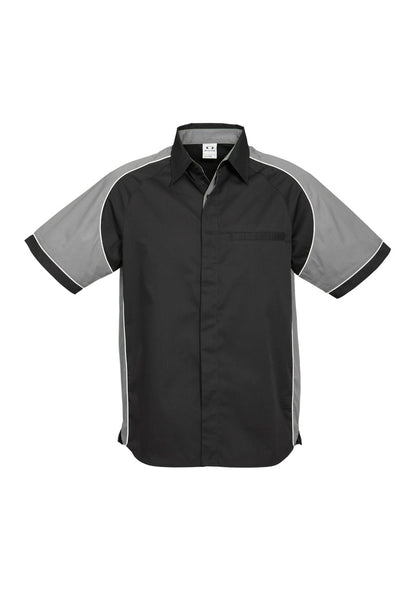 Biz Collection Mens Nitro Short Sleeve Shirt - Black/Grey/White