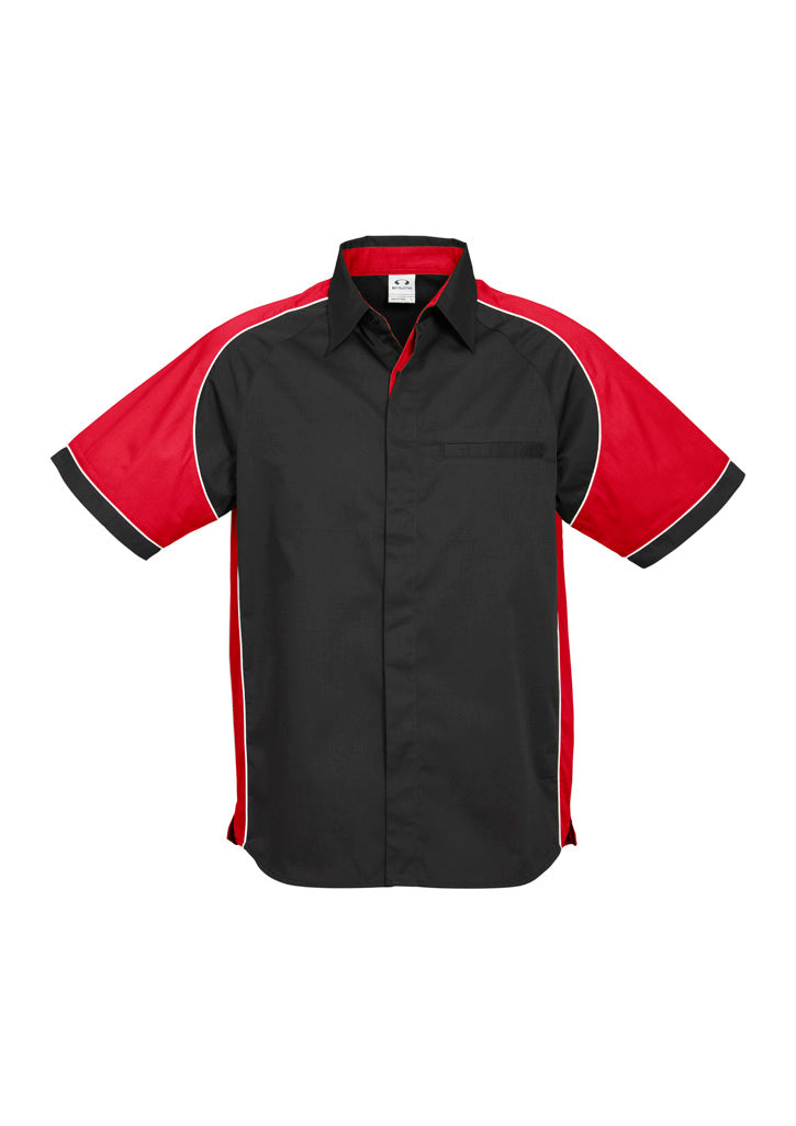 Biz Collection Mens Nitro Short Sleeve Shirt - Black/Red/White