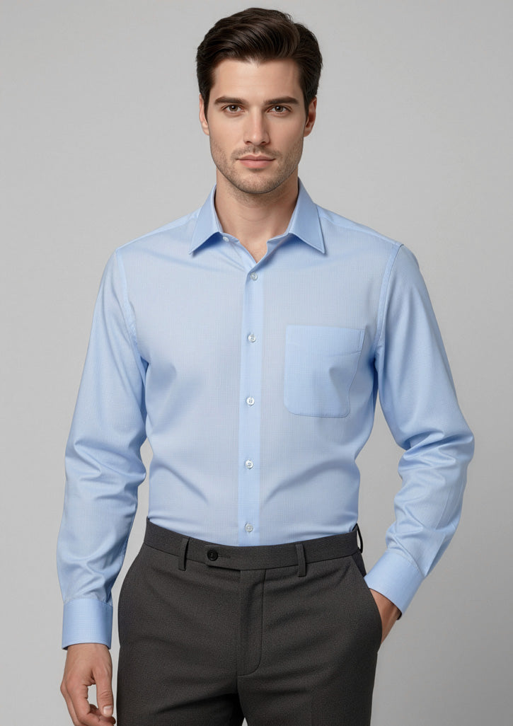 Biz Collection Mens Luxe Long Sleeve Shirt - Blue