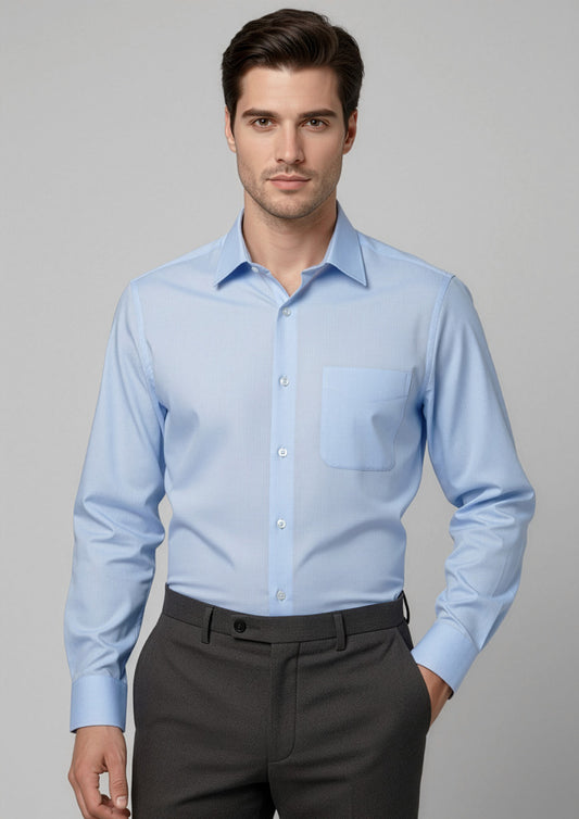 Biz Collection Mens Luxe Long Sleeve Shirt - Blue