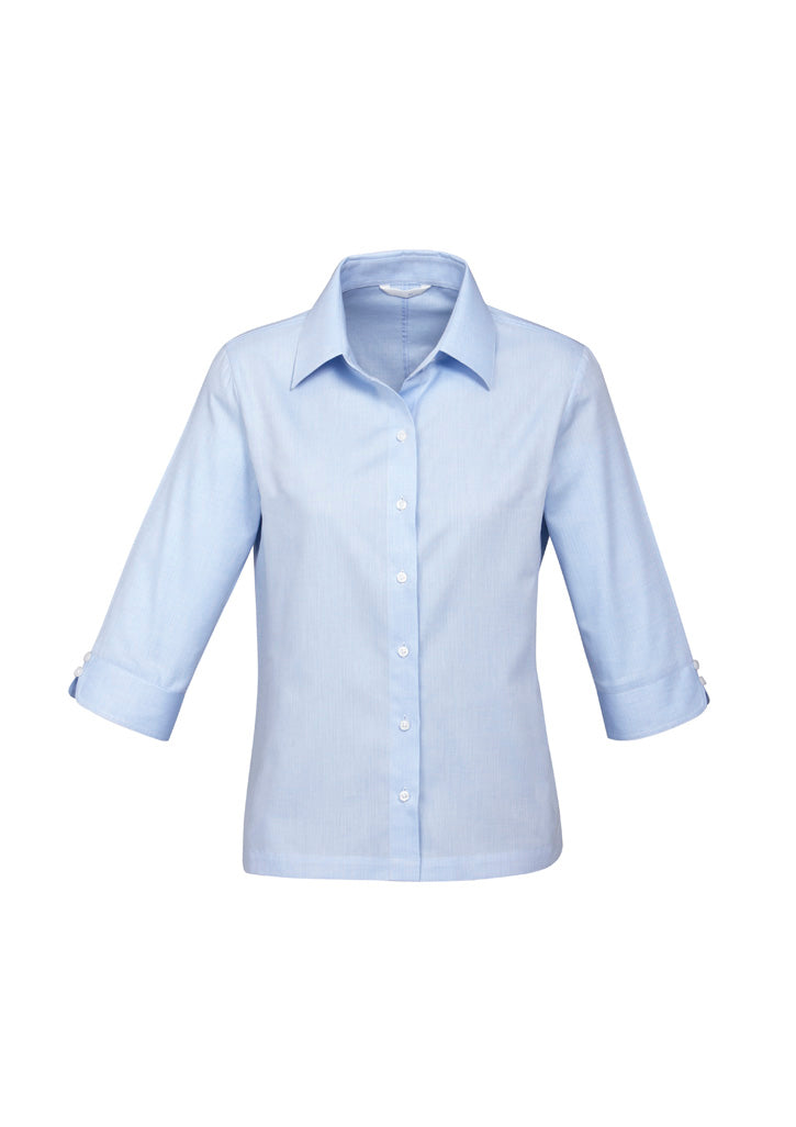 Biz Collection Womens Luxe 3/4 Sleeve Shirt - Blue