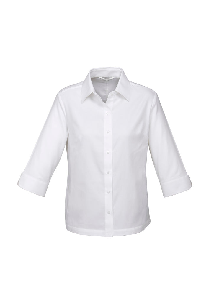 Biz Collection Womens Luxe 3/4 Sleeve Shirt - White