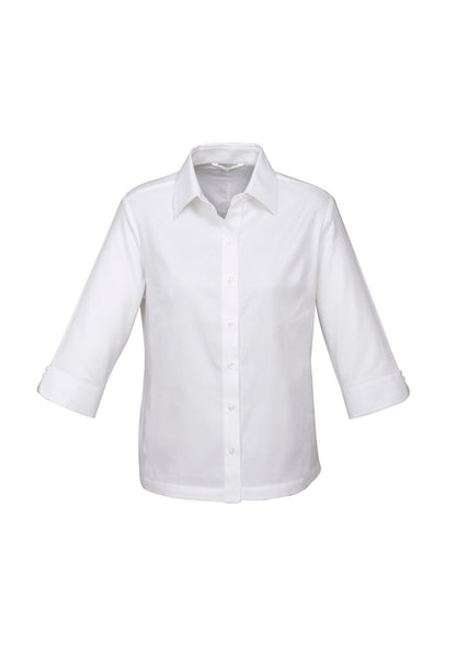 Biz Collection Womens Luxe 3/4 Sleeve Shirt - White
