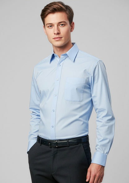 Biz Collection Mens Base Long Sleeve Shirt - Blue