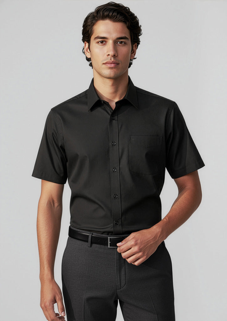 Biz Collection Mens Base Short Sleeve Shirt - Black