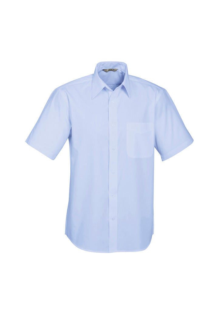 Biz Collection Mens Base Short Sleeve Shirt - Blue