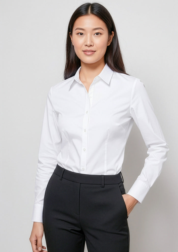 Biz Collection Womens Luxe Long Sleeve Shirt - White