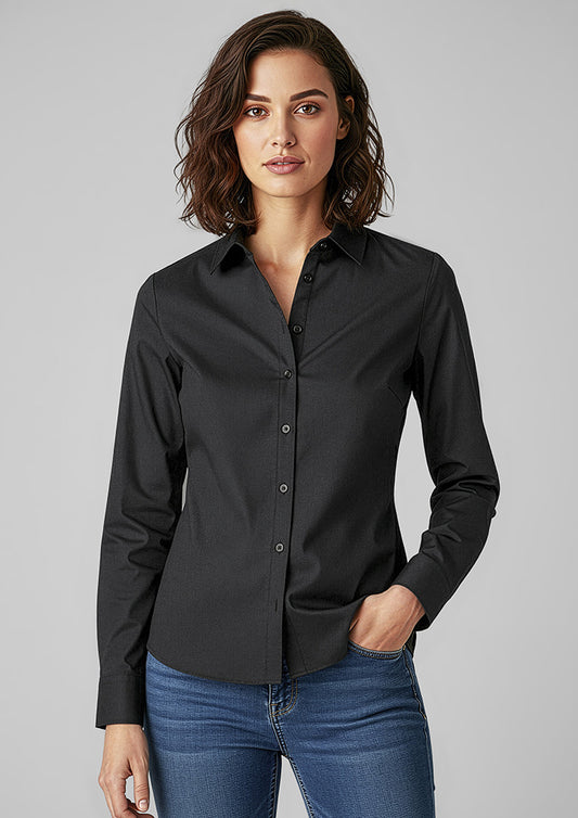 Biz Collection Womens Memphis Long Sleeve Shirt - Black
