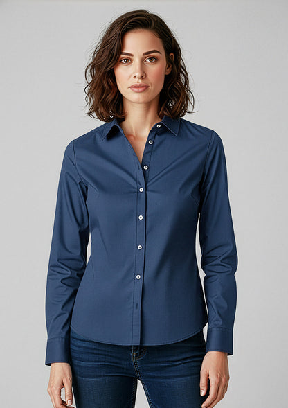 Biz Collection Womens Memphis Long Sleeve Shirt - Mineral Blue