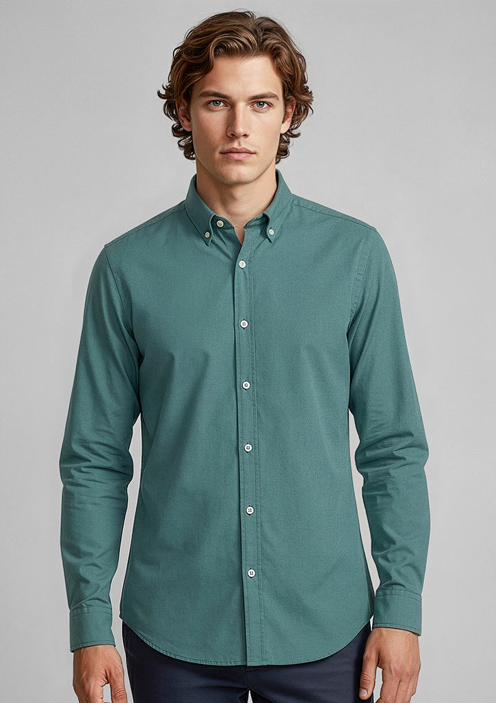 Biz Collection Mens Memphis Long Sleeve Shirt - Jasper Green
