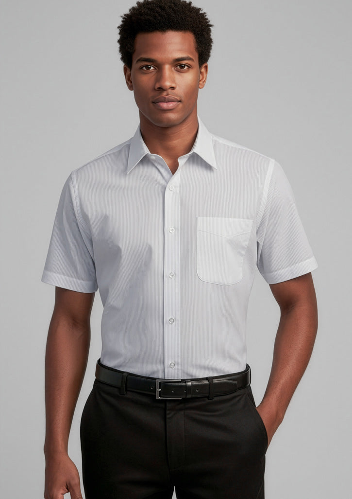 Biz Collection Mens Ambassador Short Sleeve Shirt - Silver Grey