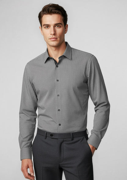 Biz Collection Mens Edge Long Sleeve Shirt - Black