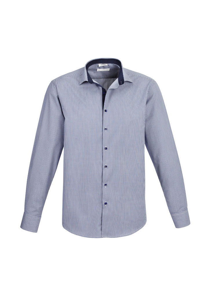 Biz Collection Mens Edge Long Sleeve Shirt - Blue