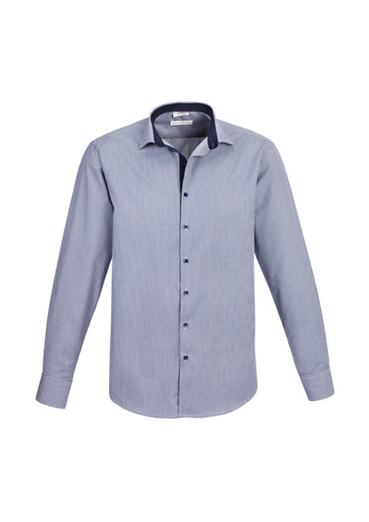 Biz Collection Mens Edge Long Sleeve Shirt - Blue