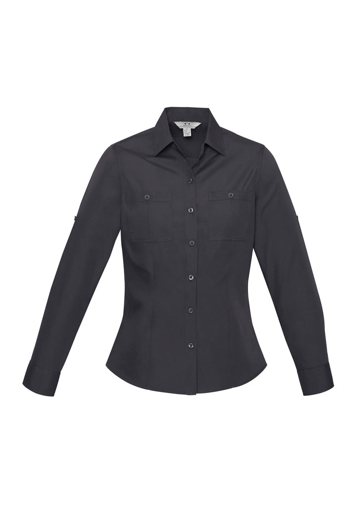 Biz Collection Womens Bondi Long Sleeve Shirt - Charcoal