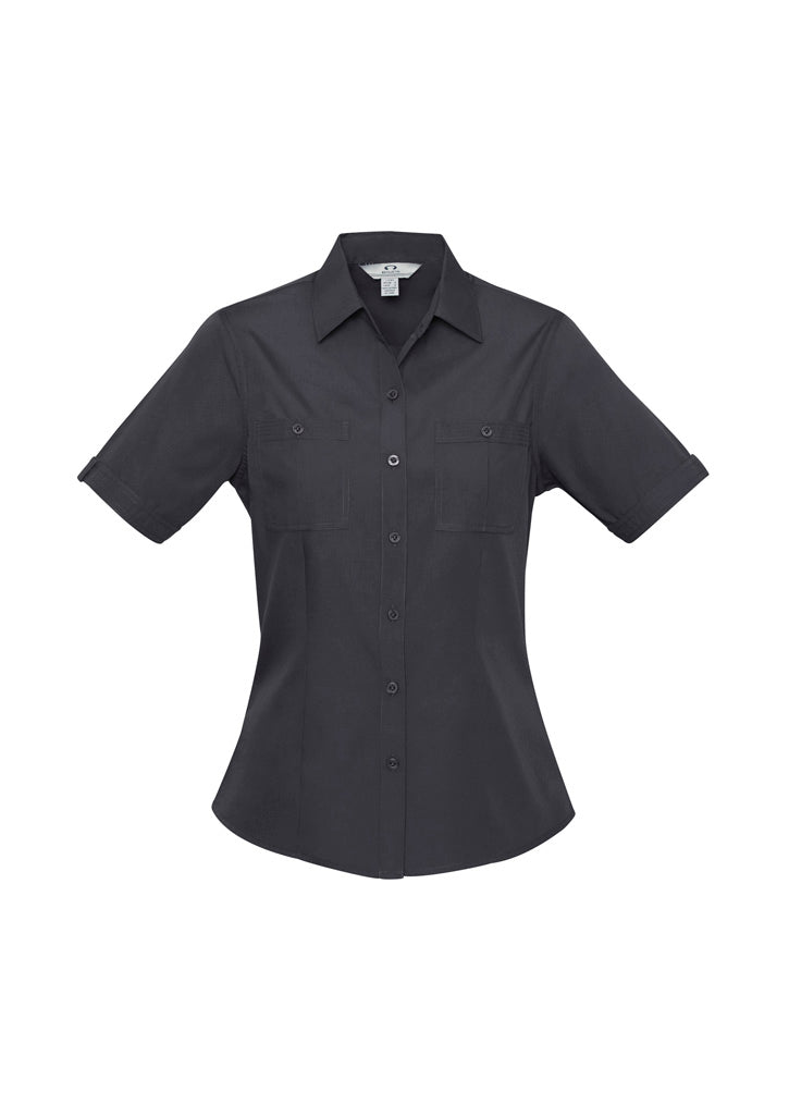 Biz Collection Womens Bondi Short Sleeve Shirt - Charcoal