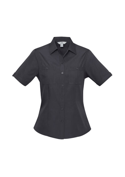 Biz Collection Womens Bondi Short Sleeve Shirt - Charcoal