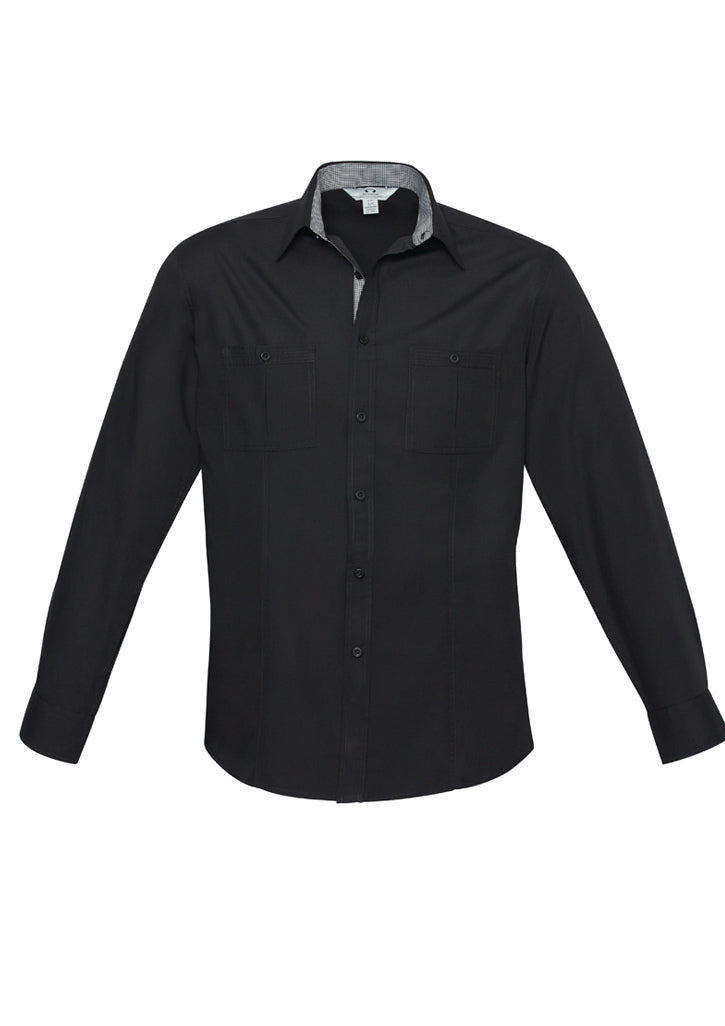 Biz Collection Mens Bondi Long Sleeve Shirt - Charcoal