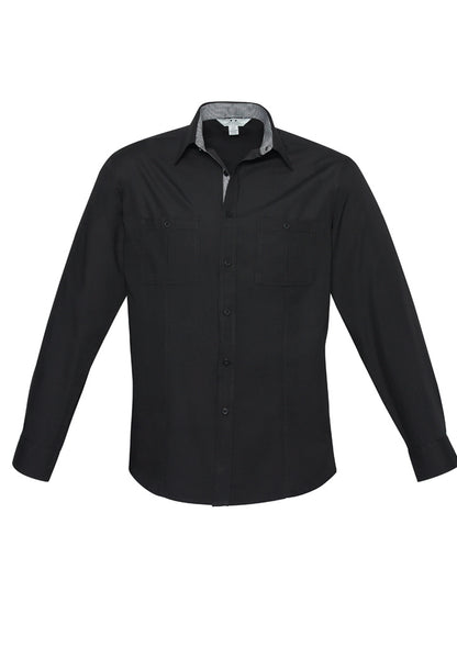 Biz Collection Mens Bondi Long Sleeve Shirt - Charcoal