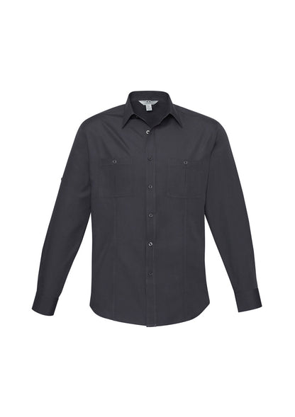 Biz Collection Mens Bondi Long Sleeve Shirt - Charcoal