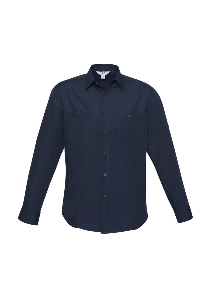 Biz Collection Mens Bondi Long Sleeve Shirt - Navy