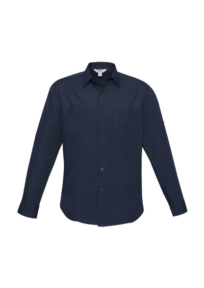 Biz Collection Mens Bondi Long Sleeve Shirt - Navy