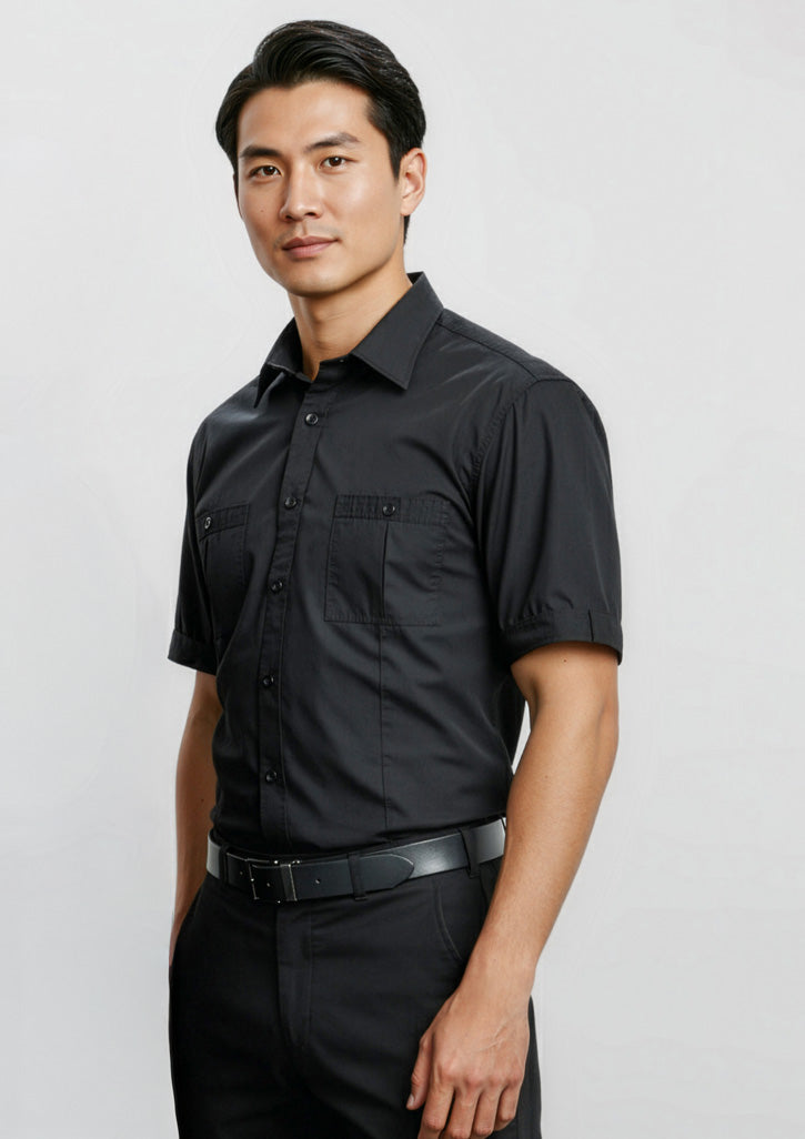 Biz Collection Mens Bondi Short Sleeve Shirt - Black