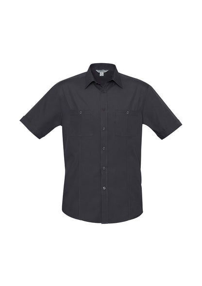 Biz Collection Mens Bondi Short Sleeve Shirt - Charcoal