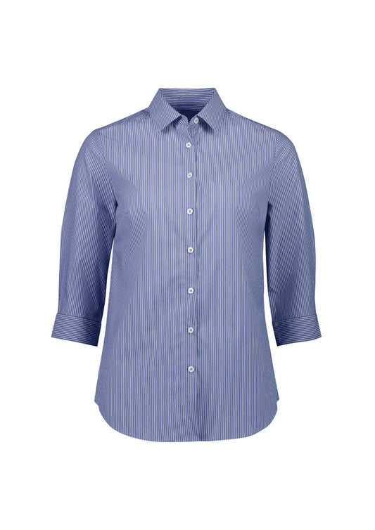 Biz Collection Womens Conran 3/4 Sleeve Shirt - French Blue/White