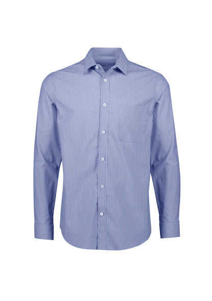 Biz Collection Mens Conran Classic Long Sleeve Shirt - French Blue/White