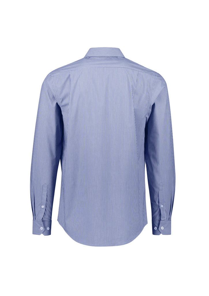 Biz Collection Mens Conran Classic Long Sleeve Shirt - French Blue/White