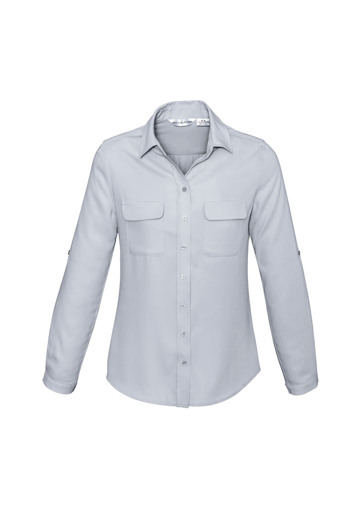 Biz Collection Womens Madison Long Sleeve Shirt - Silver Mist
