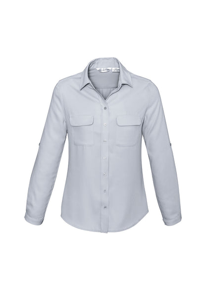Biz Collection Womens Madison Long Sleeve Shirt - Silver Mist